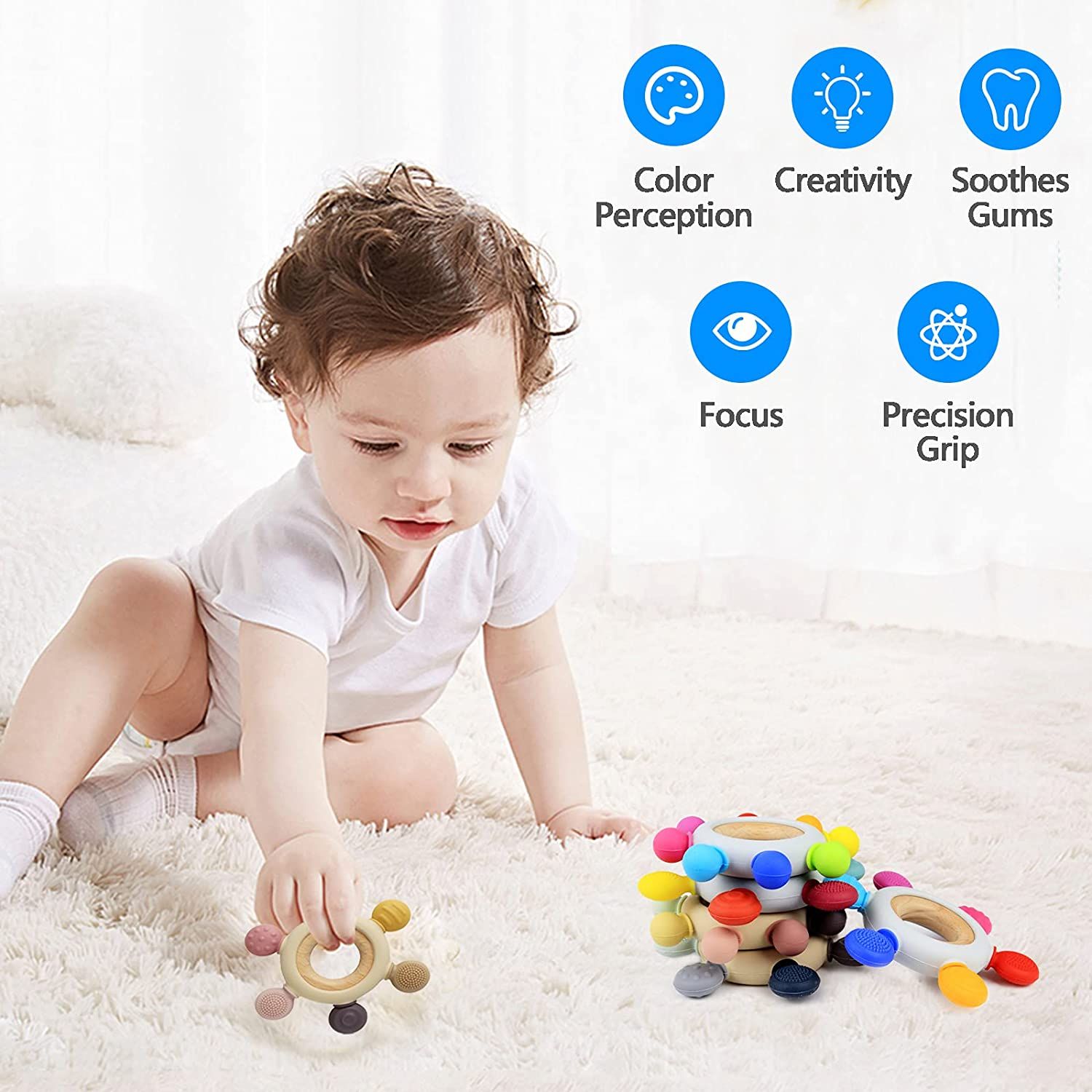 Beißring aus Silikon BPA-frei Baby Beißring Spielzeug Baby Ruder Greifling