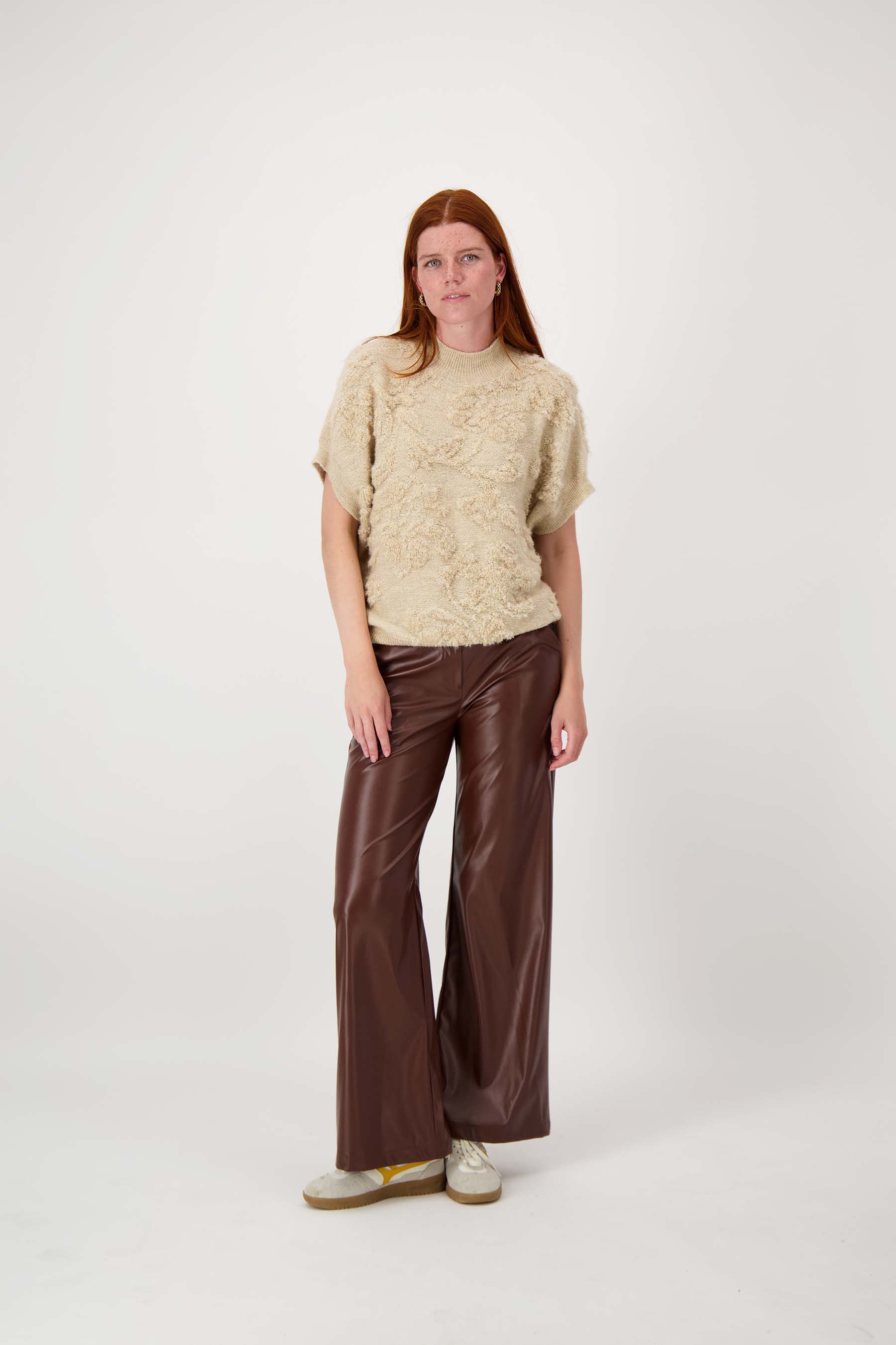 mouwloze trui met lurex jacquard
