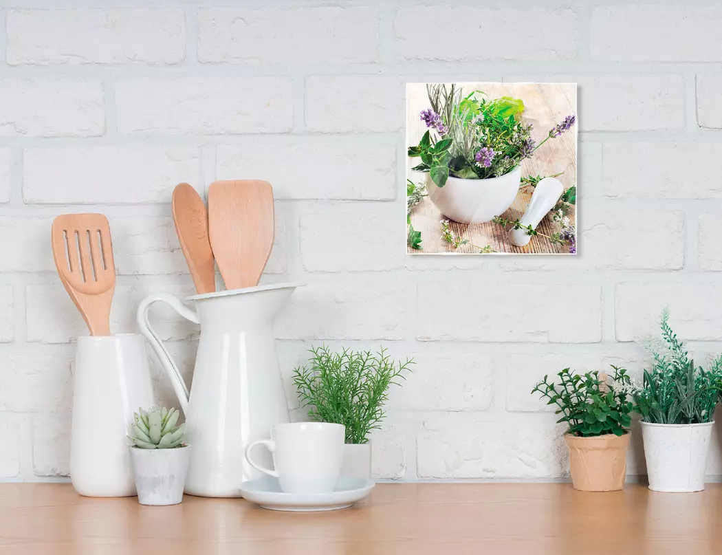 Glasbild 20 x 20 cm Fresh herbs II