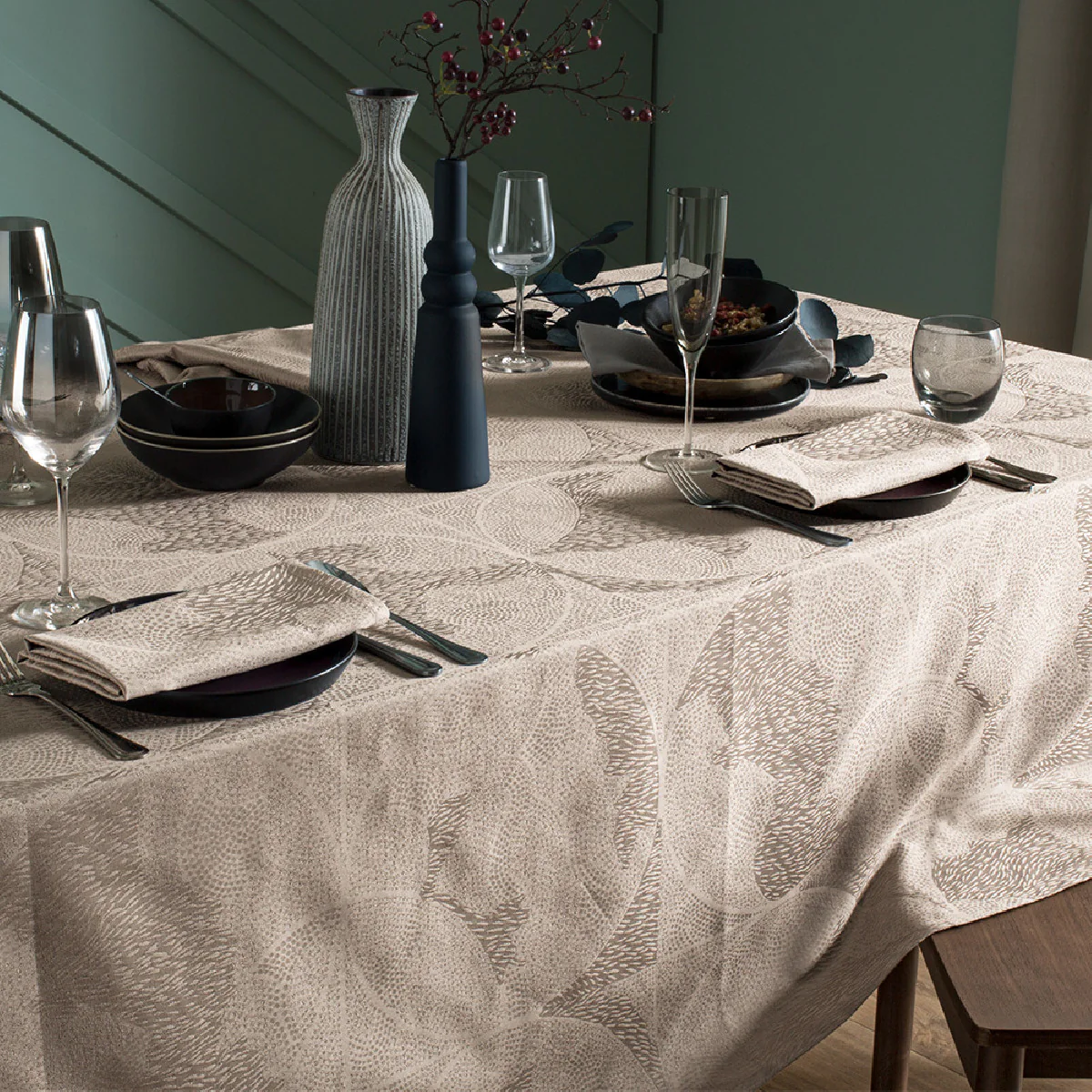 Nappe pur coton brun 155x155 Garnier Thiebaut