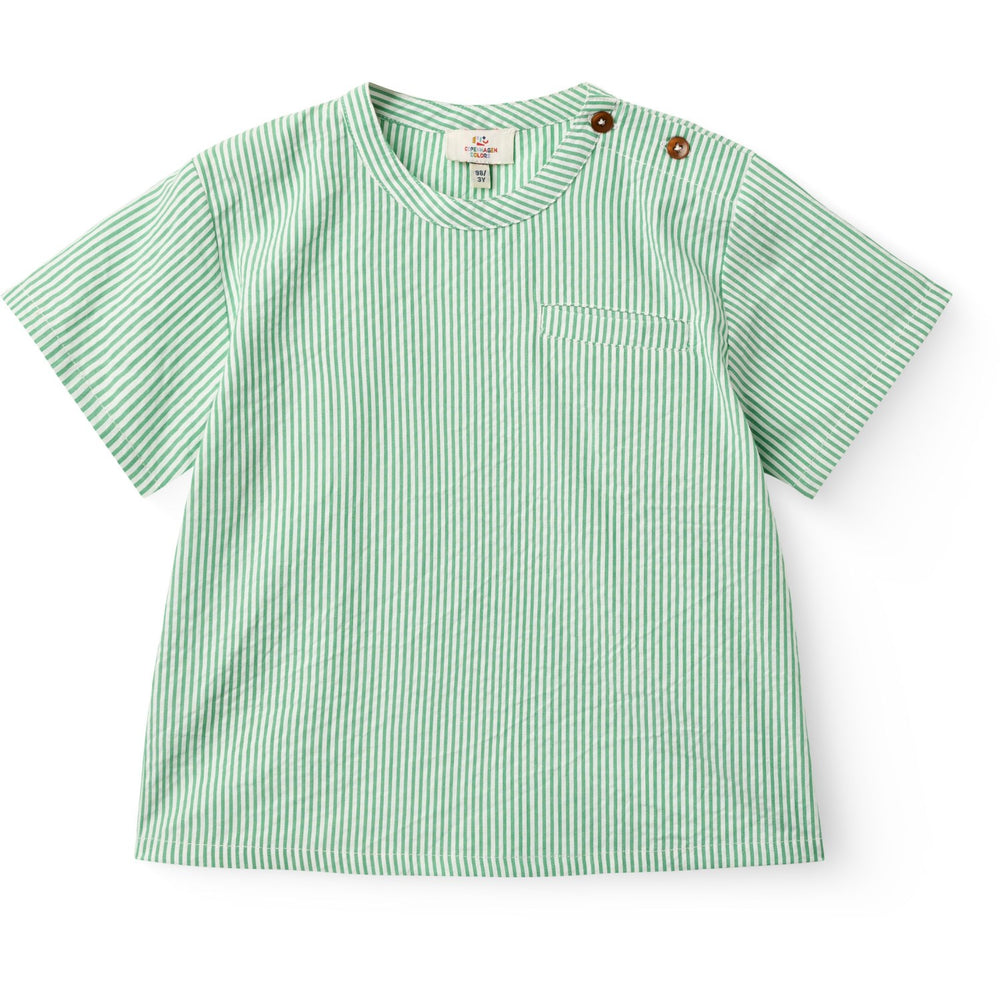 Køb COPENHAGEN COLORS Sharp Green W Cream Stripe Seersucker Ss Bluse