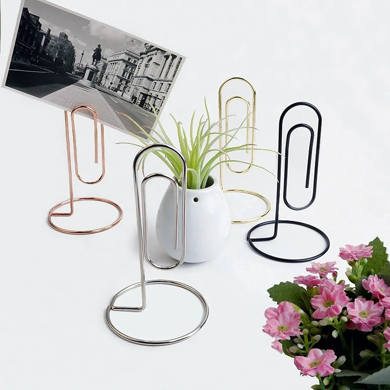 (75x130mm) Metall Fotohalter Deko Postkarten Büroklammer Namenskarten Ständer - Roségold