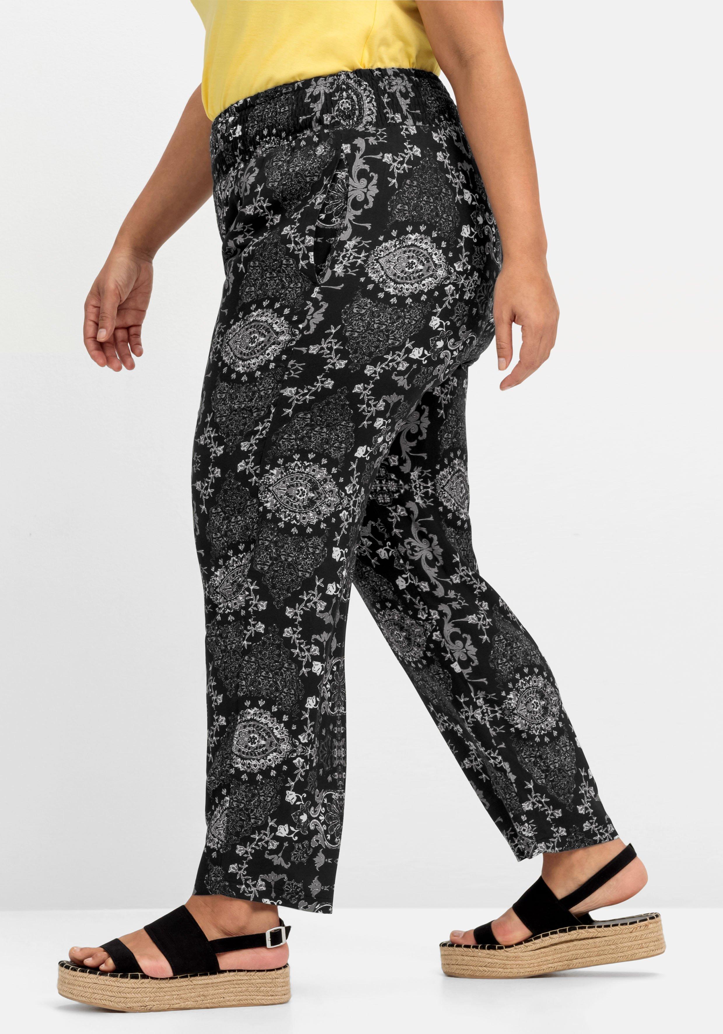 Sommerhose mit Smokbund und Ornamentdruck