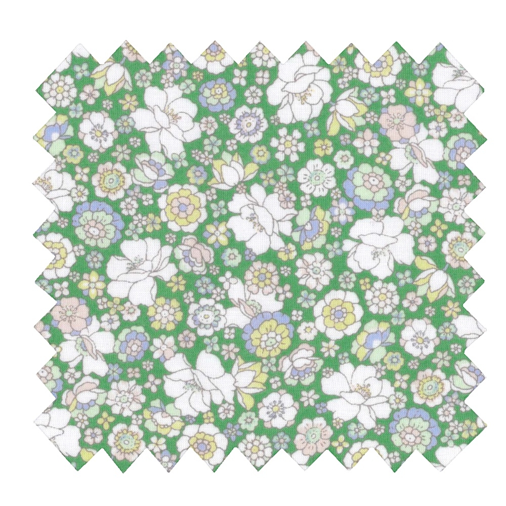 Tissu Coton Au Mètre Ex2339 Mini Fleuri Vert Blanc