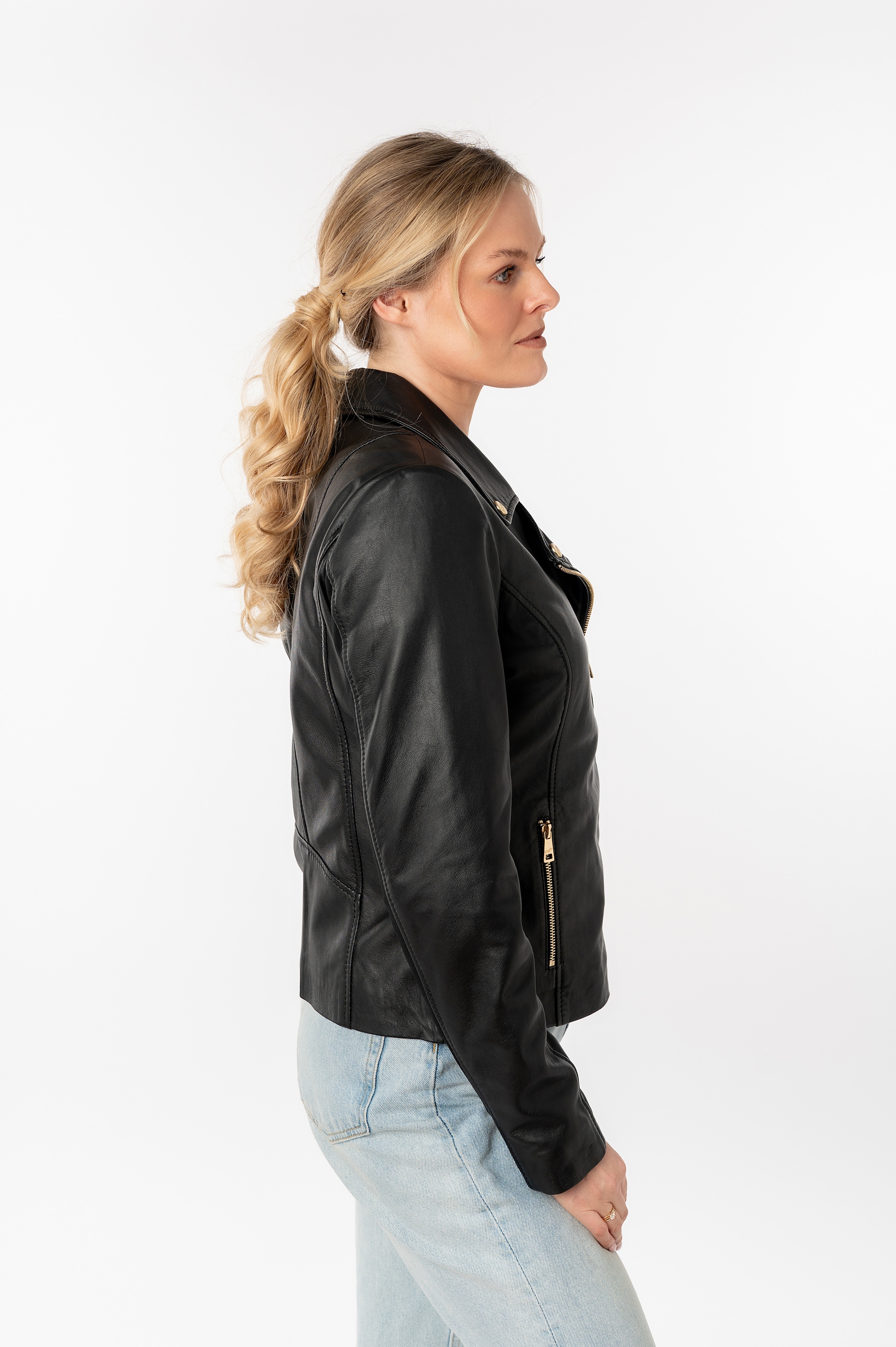 Mauritius Lederjacke »MWFylli« mit Knopfdetails, Reverskragen