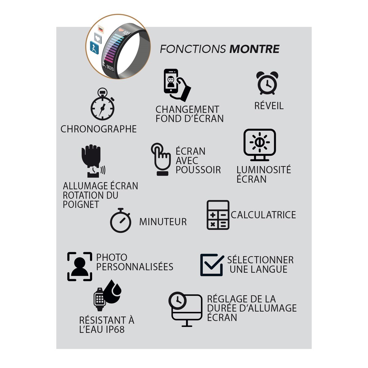 Montre connectée bracelet strech NEW STANDING