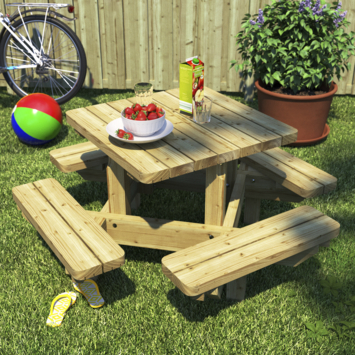 Outdoor Life Products picknicktafel Julia groen hout 120 x 120 cm