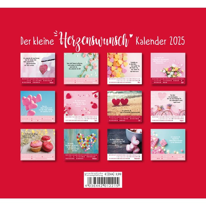 Mini-Kalender 2025 - Der kleine Herzenswunschkalender