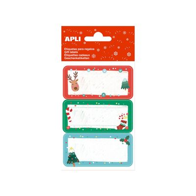 Apli kids - 9 étiquettes cadeau - 73 x 35 mm - Noël/rennes