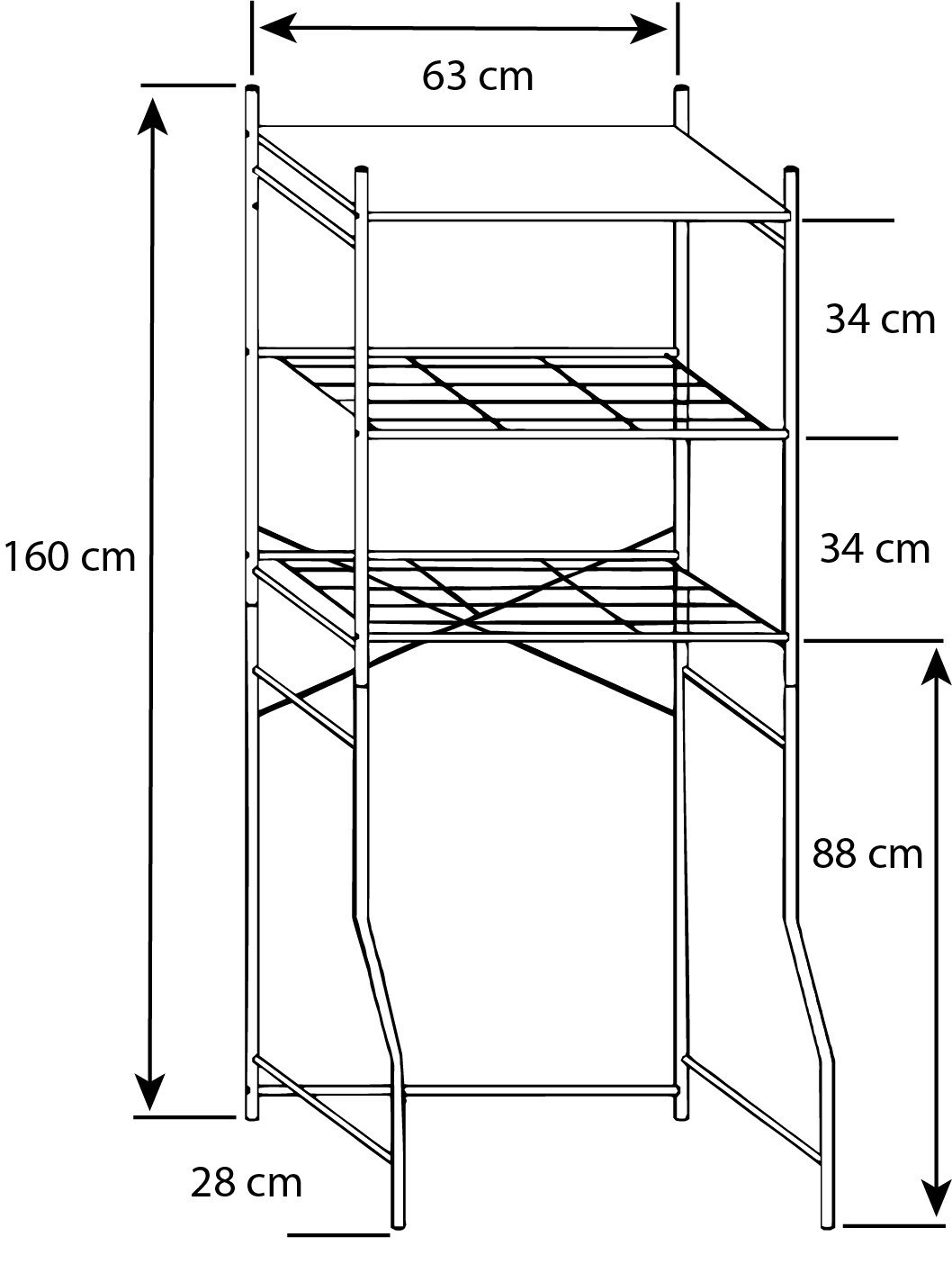 VCM Metall Überbauschrank für Waschmaschinen Tubas M - Platzsparendes Waschmaschinenregal - stilvoller Waschmaschinenschrank - praktisches Regal für Waschmaschine -
