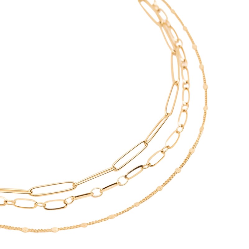Collier multi rangs en acier doré