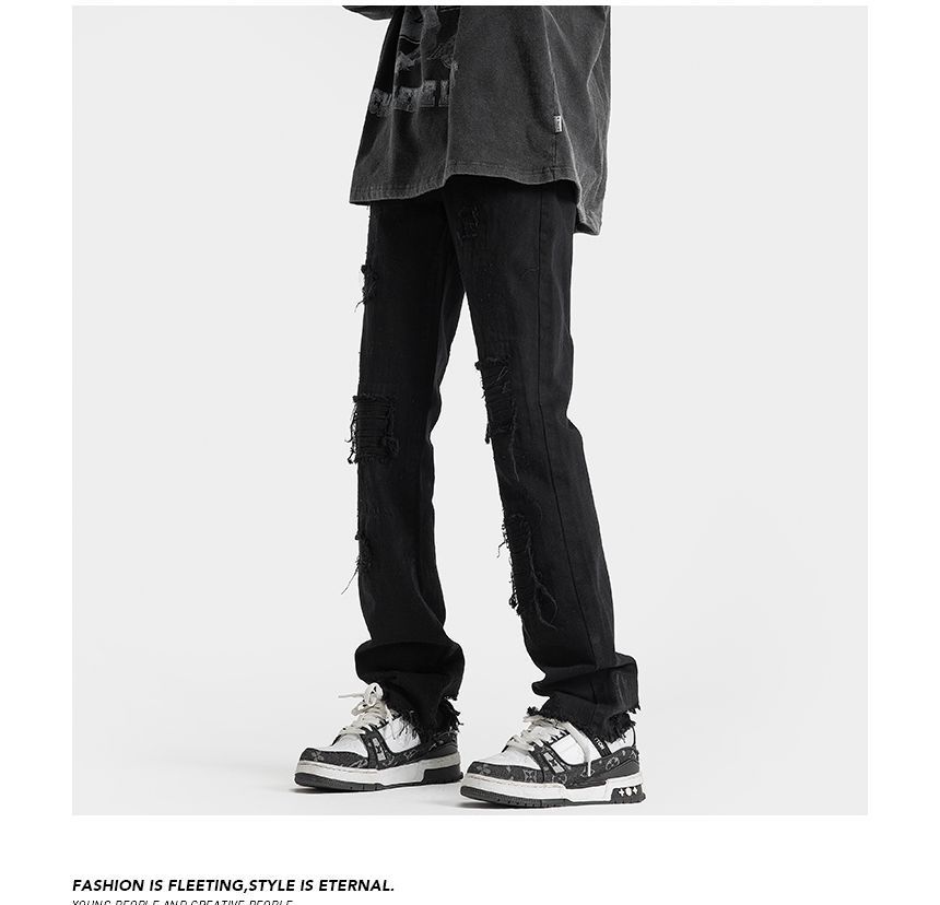Koiyua - Mid Rise Distressed Flared Jeans