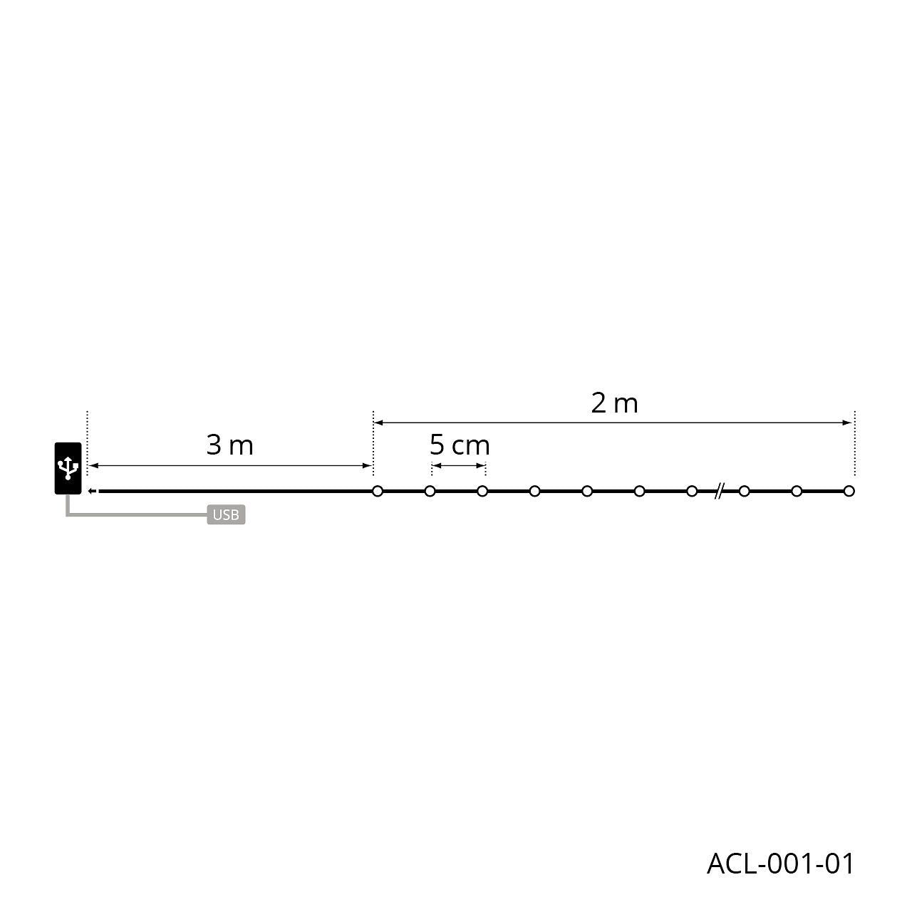RECHARGE LED Licht - Grün / B: 200.0 cm