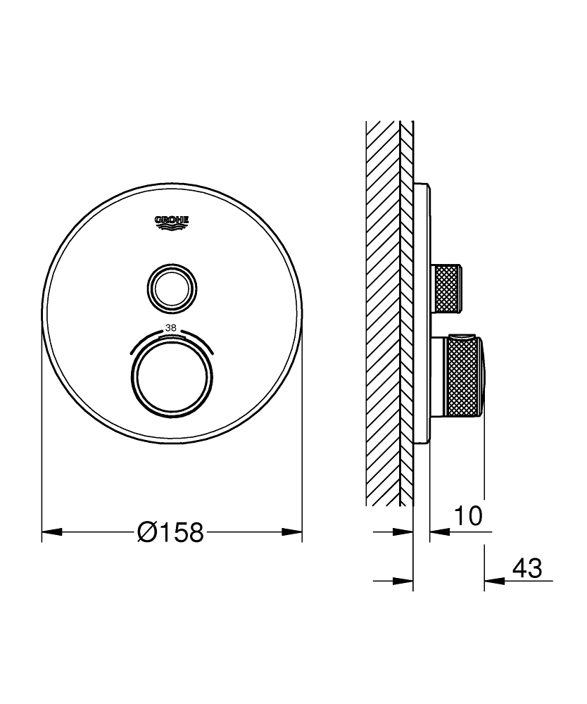 Grohe Grohtherm SmartControl thermostaat met omstel rond chroom
