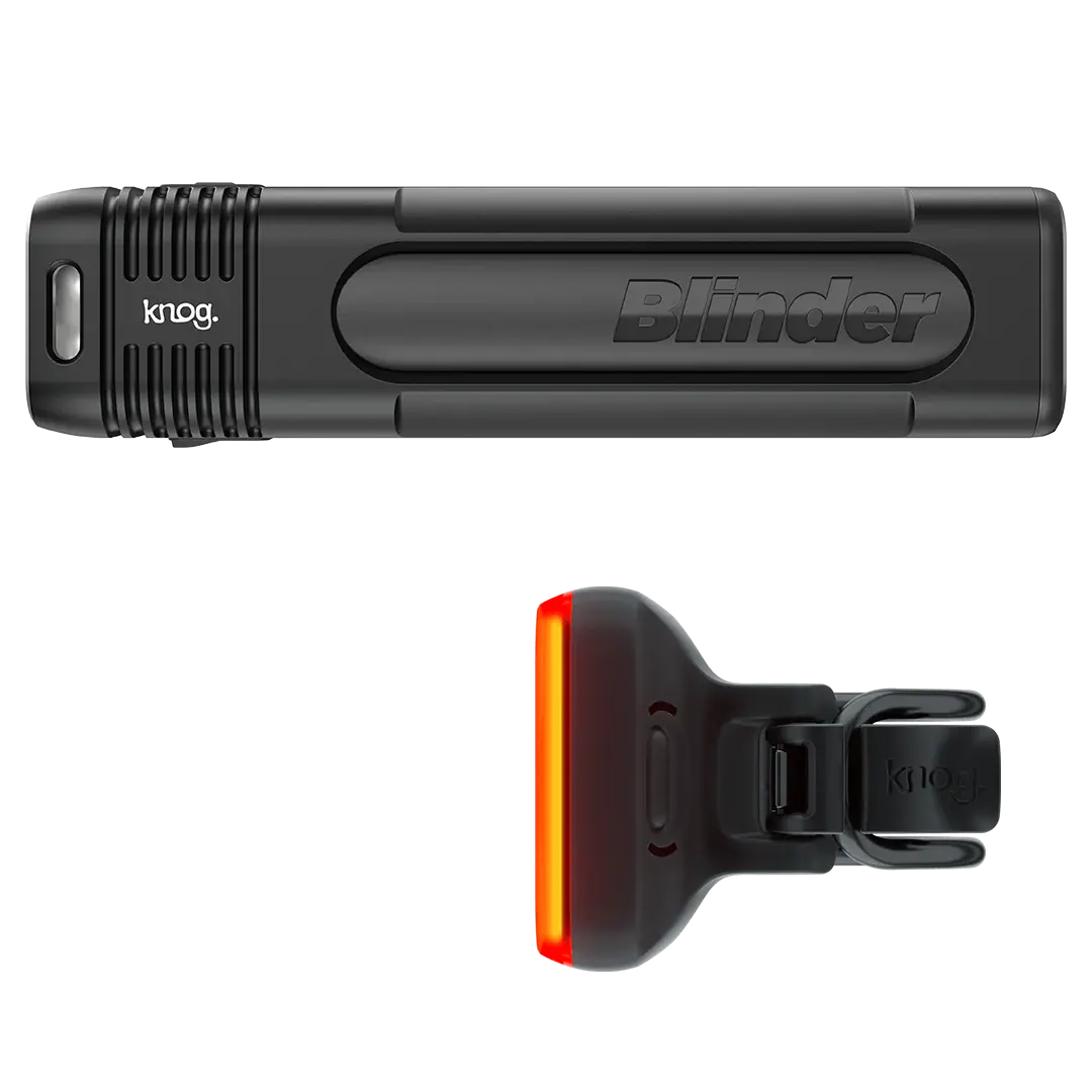 Knog Blinder Pro 900 + Blinder Square Rear Twinpack Verlichtingsset Zwart
