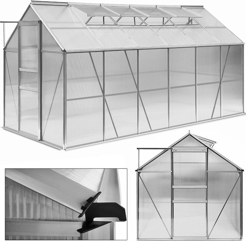 Tuinkas - Aluminium - Polycarbonaat - 1-4 Dakramen - Regengoot