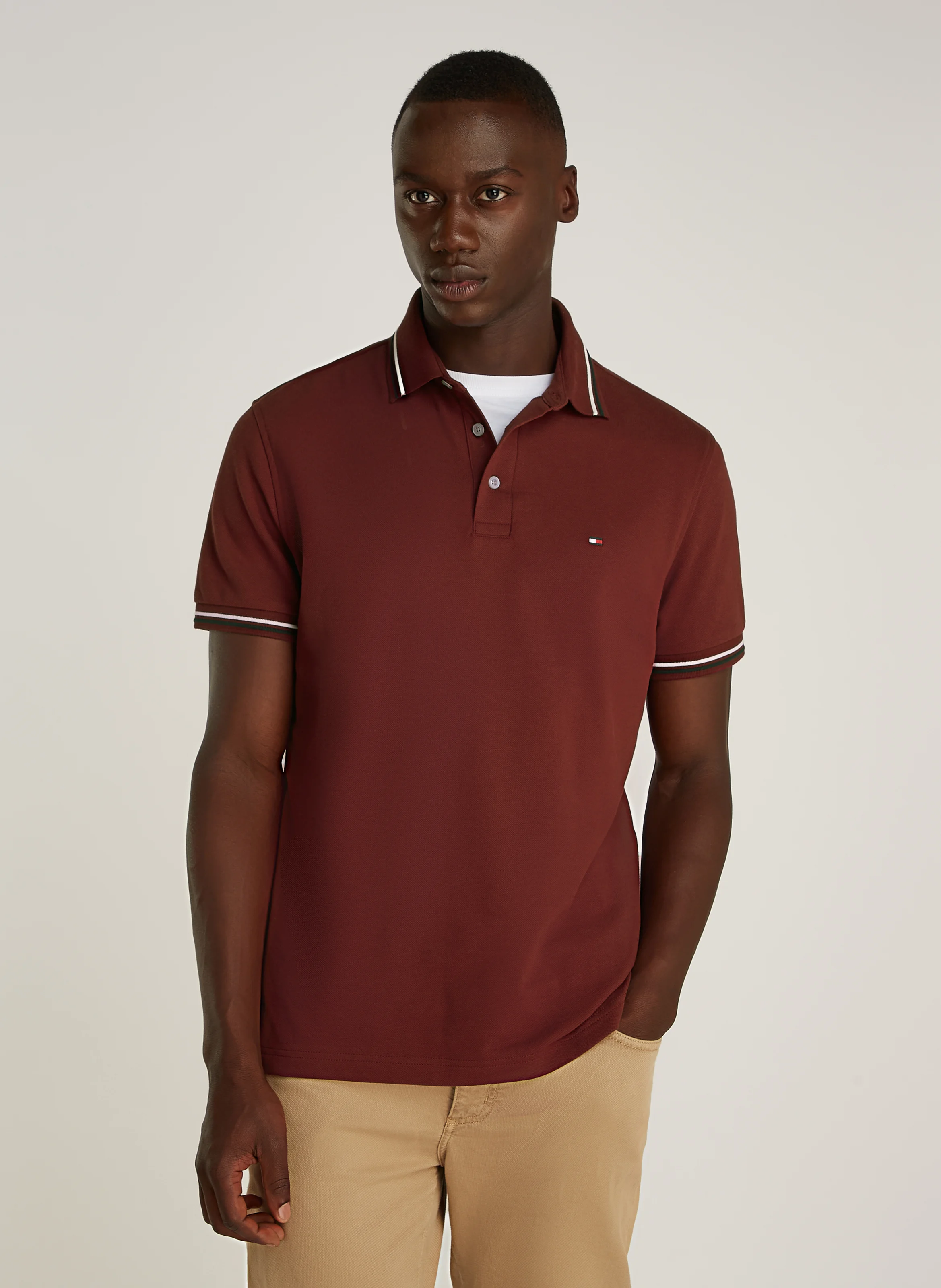 Polo droit en coton bio mélangé | Violet