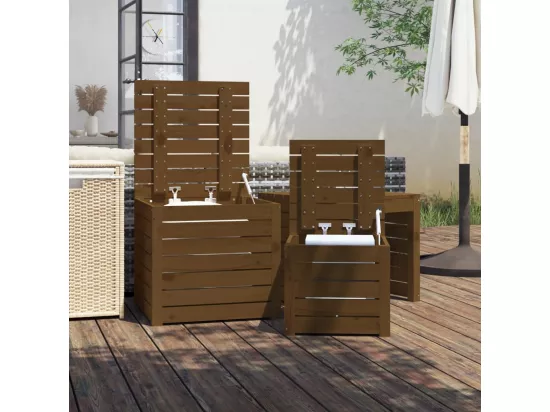 Ensemble de boîtes de jardin 3 pcs marron miel bois pin massif