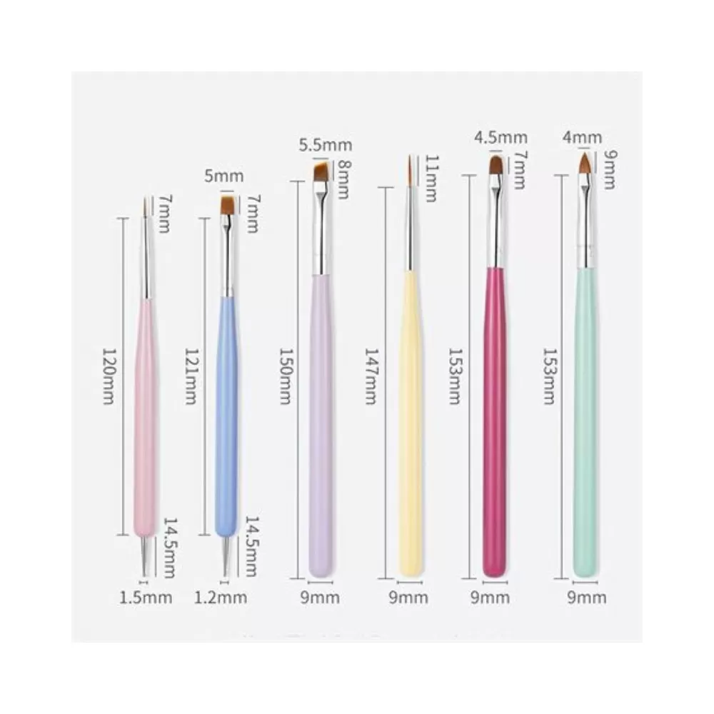 UNIQ Nail art pensler - 6 stk.