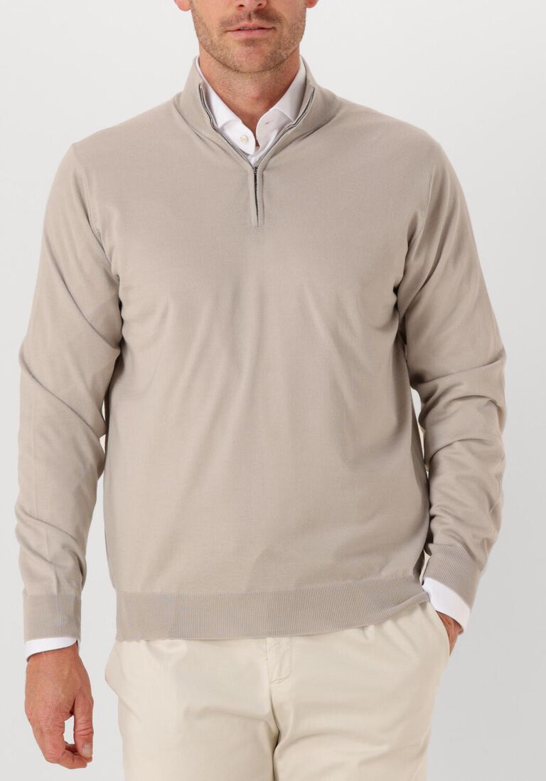beige filippo de laurentiis trui mezza zip ml r.merino