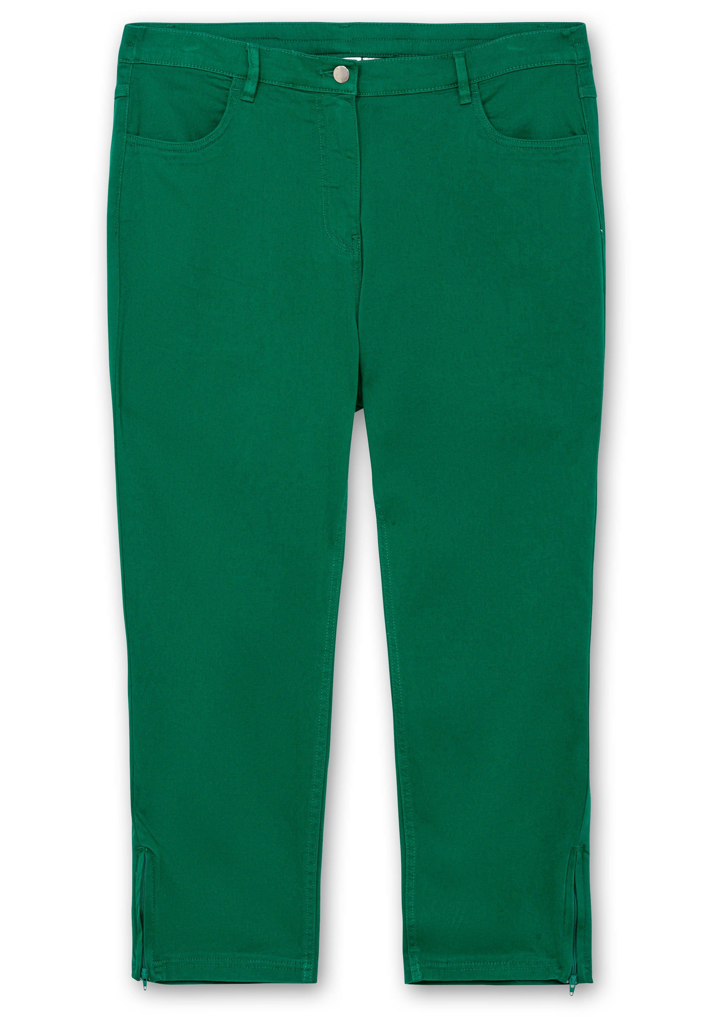 Schmale 7/8-Jeans mit Dehnbund und Zipper am Saum