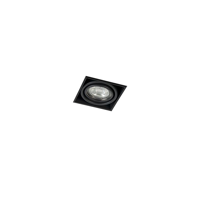 Set van 6 inbouwspots zwart GU10 kantelbaar trimless - Oneon