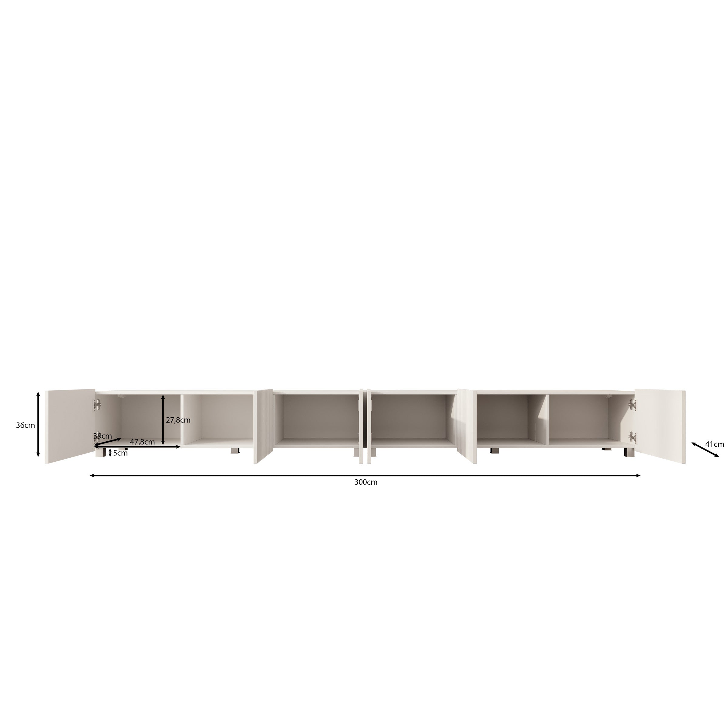 Meubella - TV-Meubel Kenderes - Beige - 300 cm