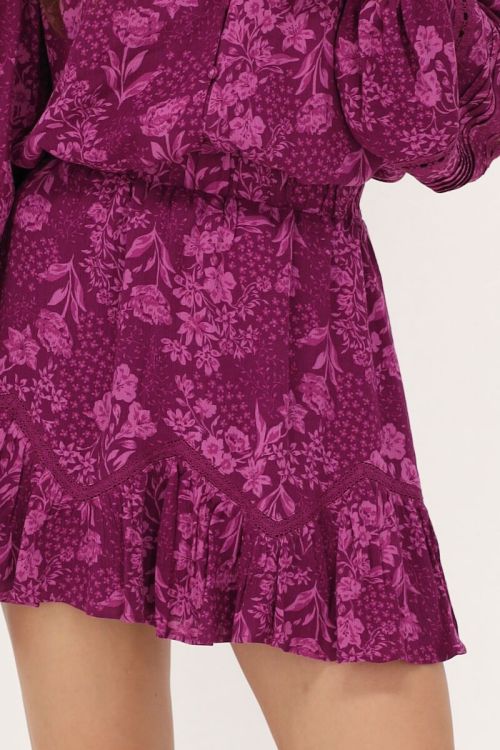 Paarse & roze rokje met bloemenprint