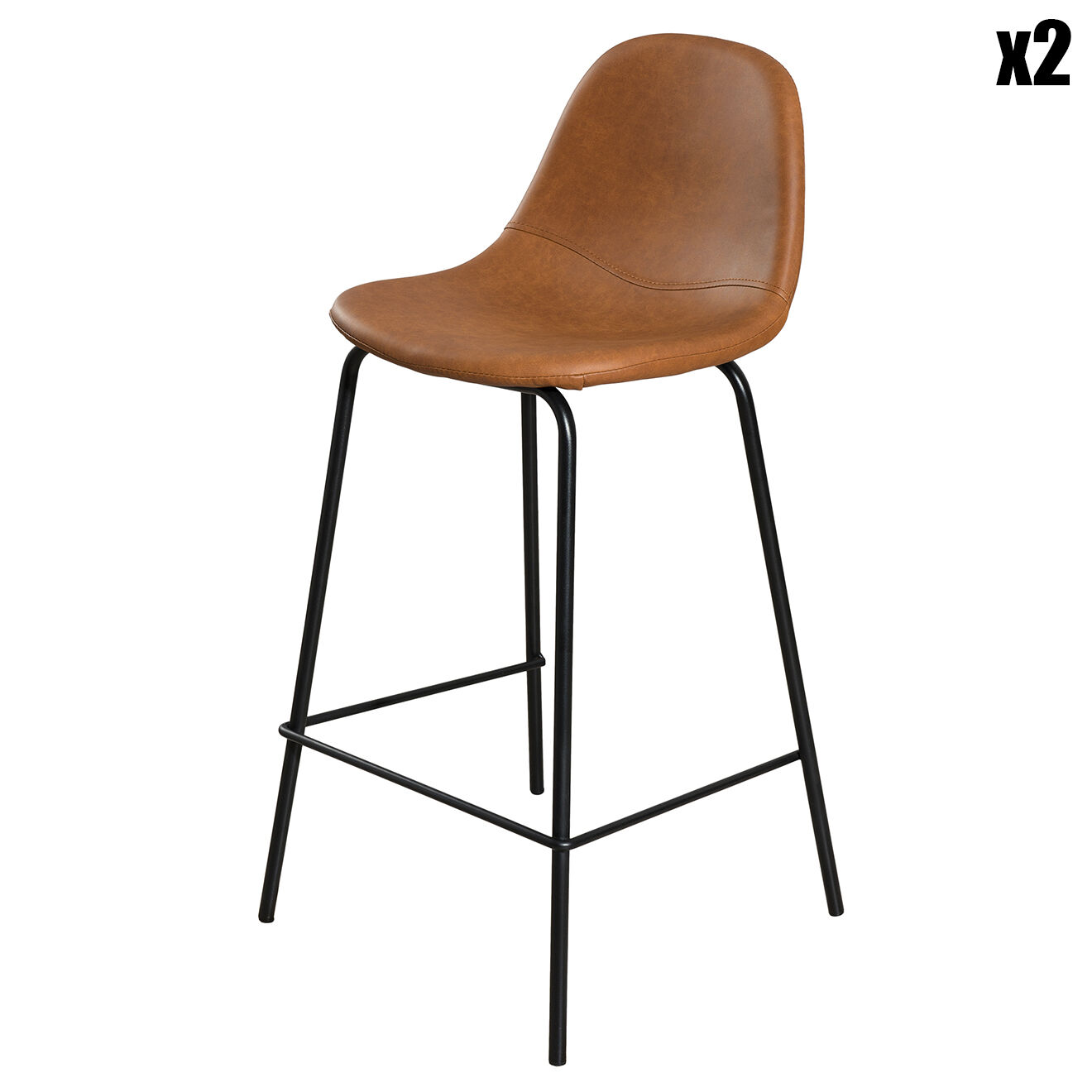 Macabane 2 Chaises de bar John marron - 41x45x87 cm