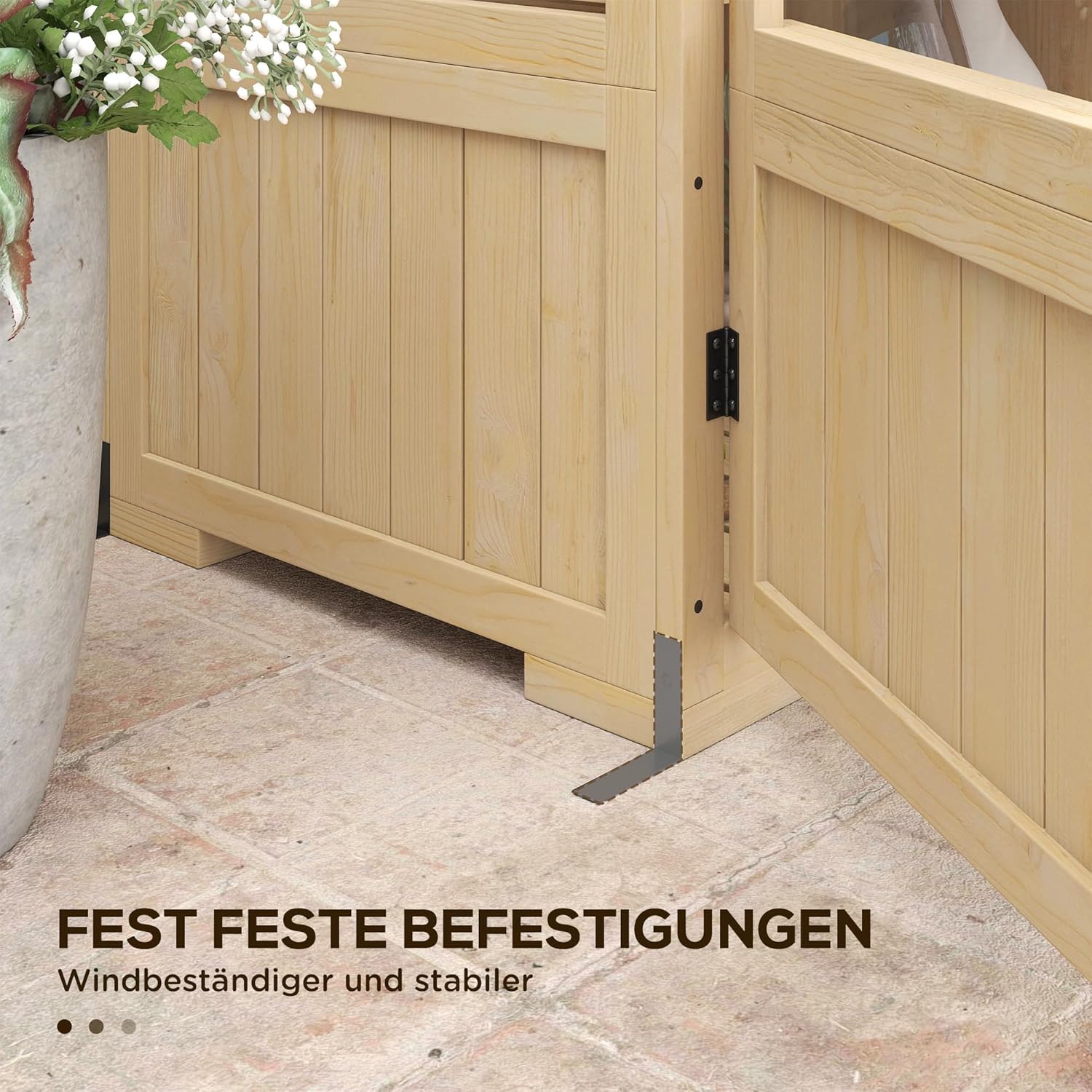 Outsunny Frühbeet aus Holz Abschließbar Gewächshaus Treibhaus mit 4 Ebenen, Dachfenster, Frühbeetkasten mit Doppeltür, für Garten, Balkon, Natur, 100 x 56,5 x 178 cm