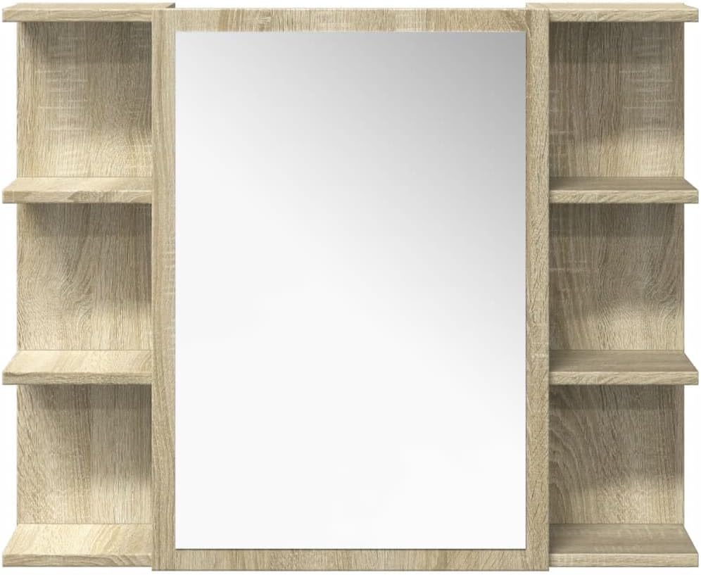 vidaXL Badmöbel Set 4-TLG., Badschrank mit Stauraum, Waschbeckenunterschrank für Badezimmer, Hochschrank Badezimmermöbel, Sonoma-Eiche Holzwerkstoff