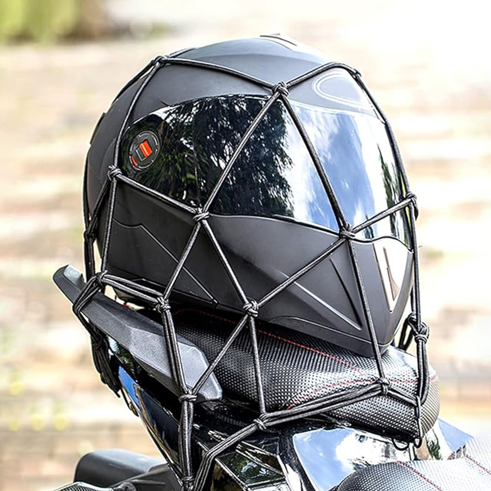 (30x30cm) Motorrad Gepäck Netz Fahrrad Sicherungsnetz für Gepäckträger mit Haken - Schwarz