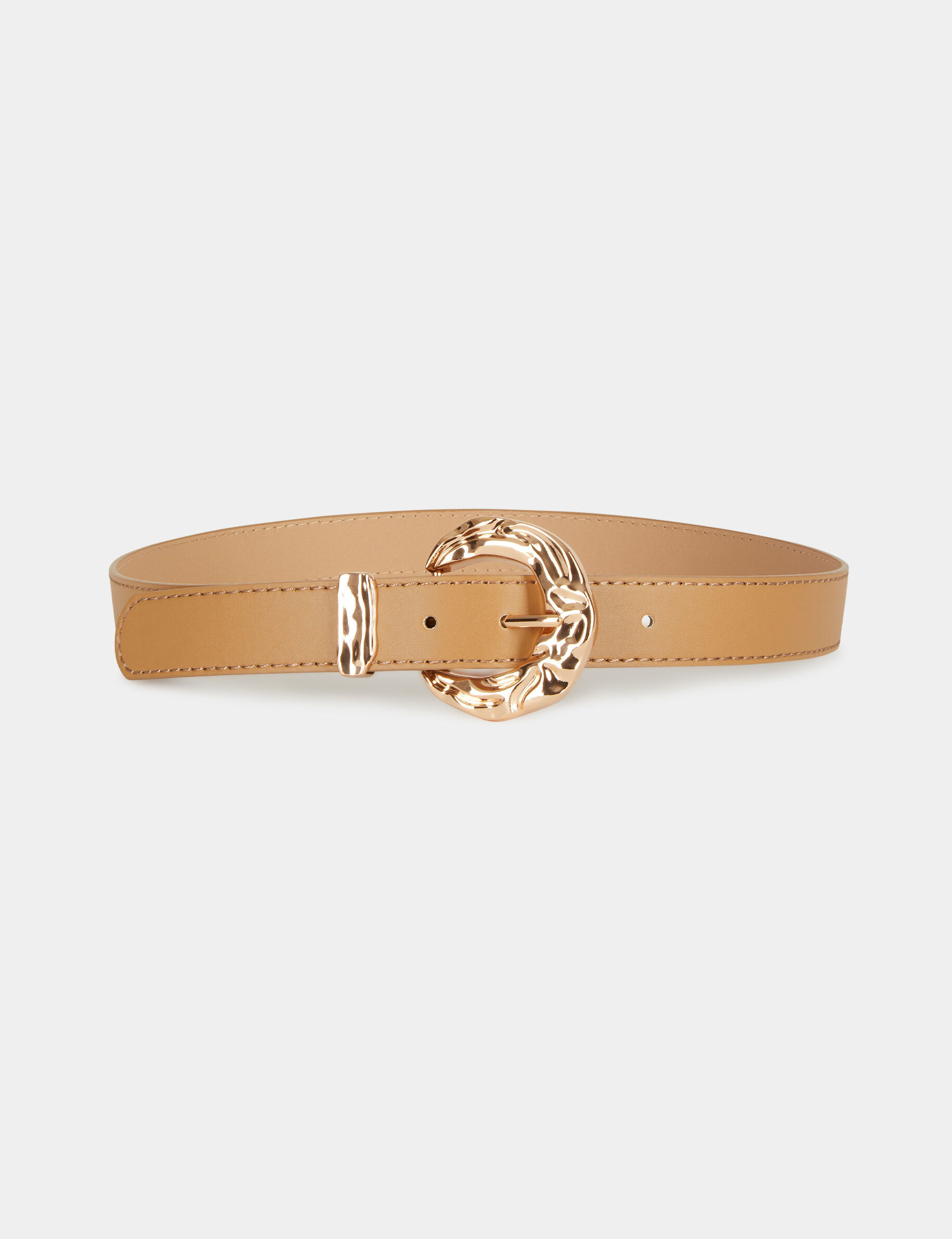 Ceinture avec boucle martelée beige femme - beige