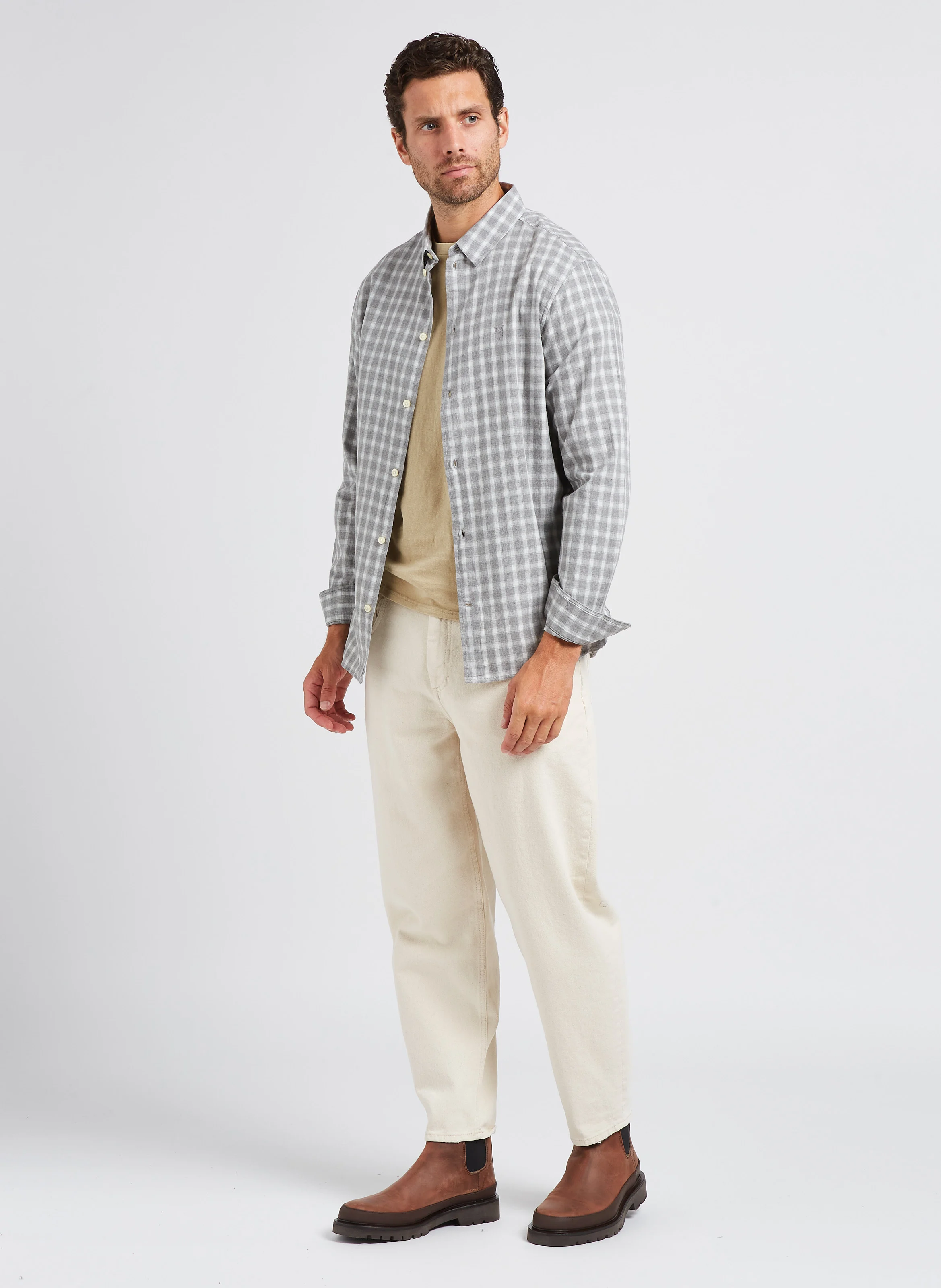 Chemise col classique à carreaux en coton bio | Multicolore