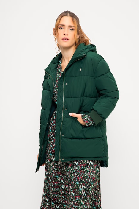 Steppjacke, oversized, Kapuze, 2-Wege-Zipper
