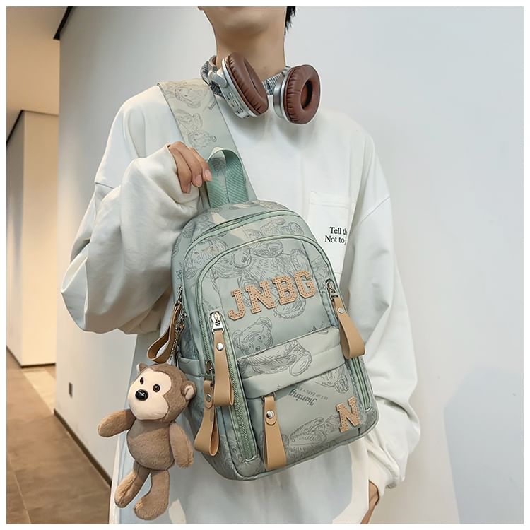 EAVALURE - Koppel bijpassende beer print letters applicatie sling bag