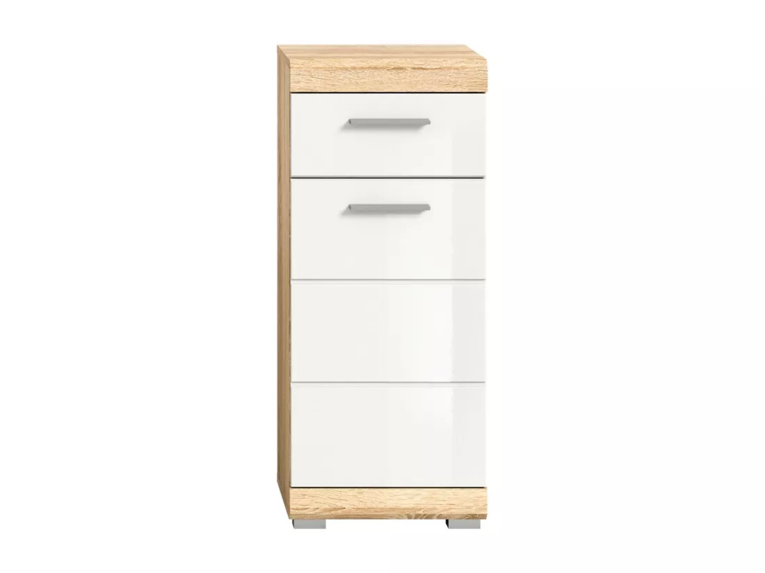 Demi-colonne RIDLEY – 1 tiroir et 1 porte – Blanc et chêne clair
