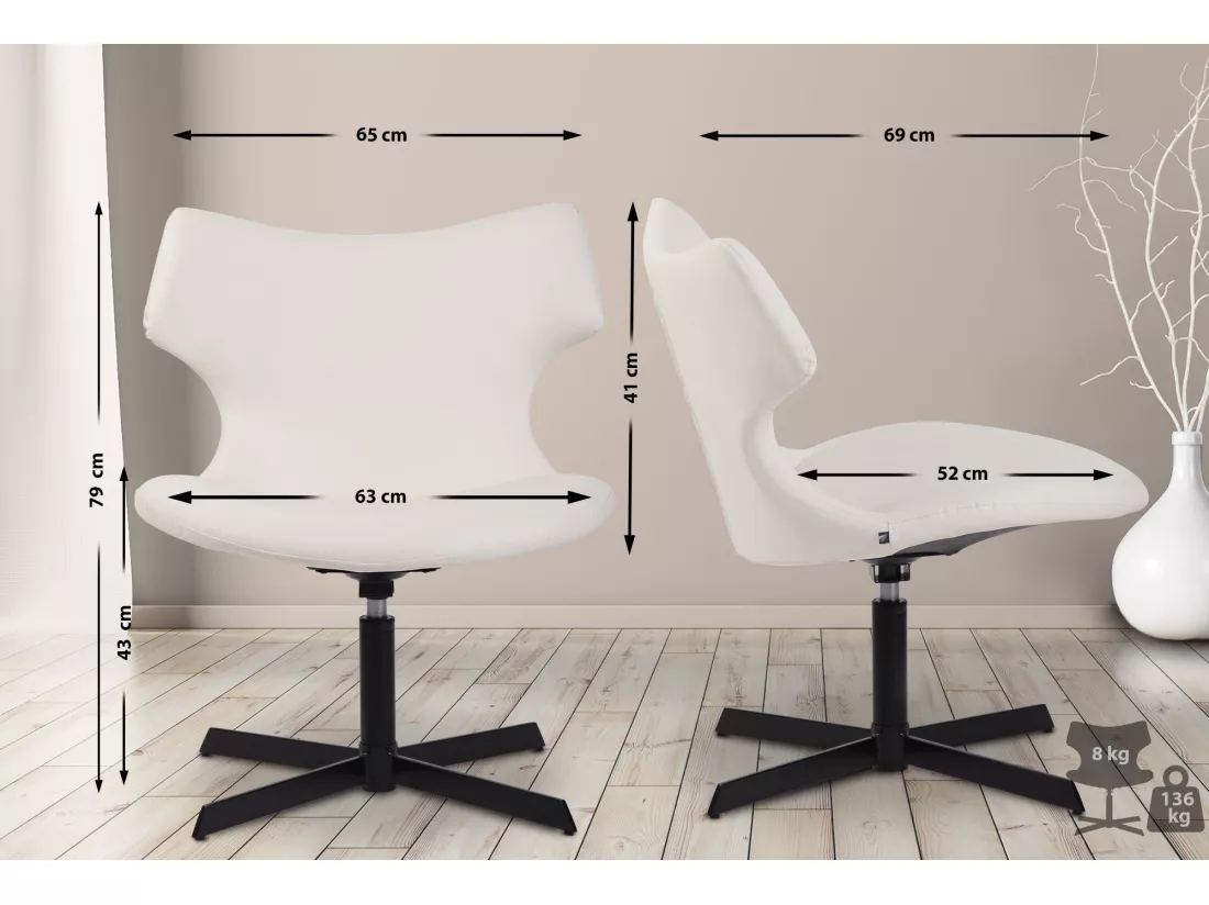Chaise gondole - Similicuir & Métal noir mat - Blanc - Welland