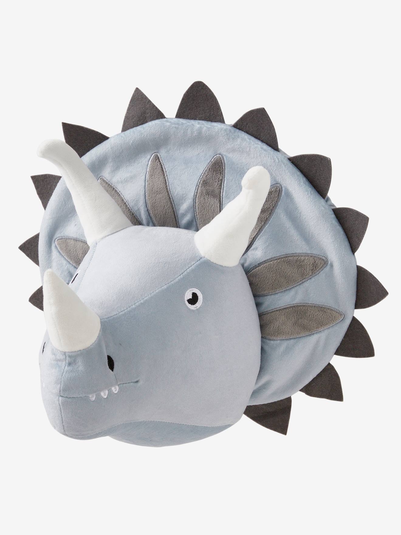 Decoração de parede lisa em tom de Triceratops cinza claro com motivos.