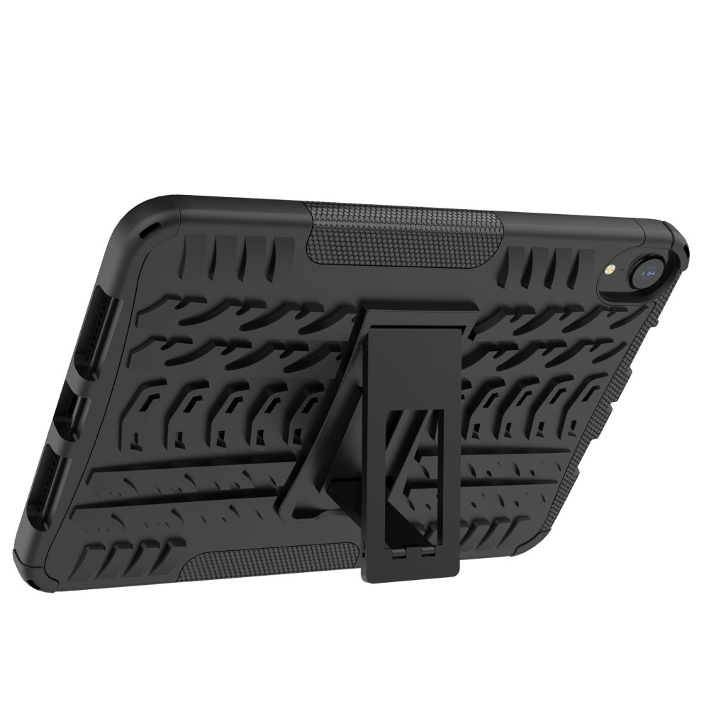 iPad Mini 7 (2024) / Mini 6 (2021) Hybrid Outdoor Gummi Case Hülle mit Aufsteller - Schwarz