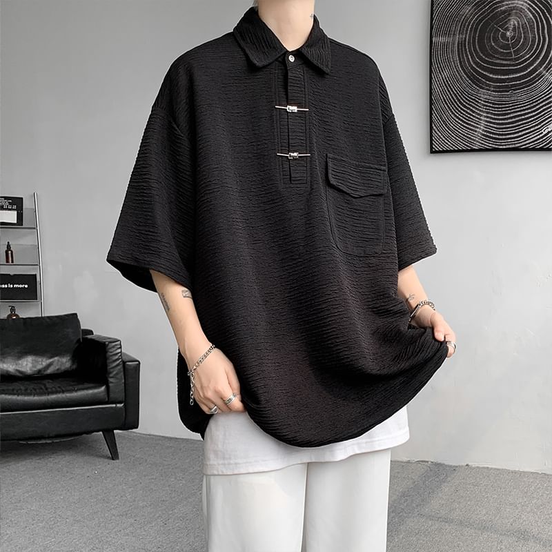 Freehop - Effen oversized T-shirt met elleboogmouwkraag