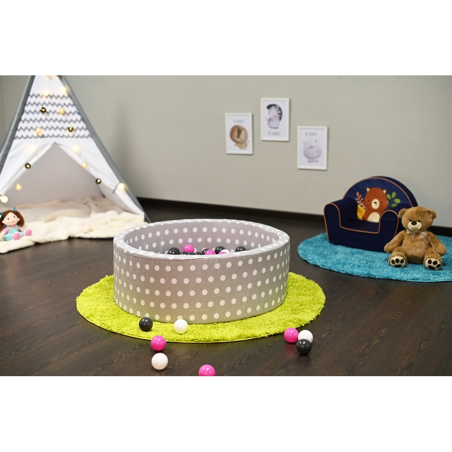 knorr toys® Bällebad soft - Grey white dots - 300 balls cremegreyrose grau