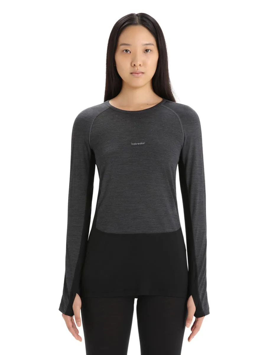 Icebreaker Women's 125 Zoneknit™ Long Sleeve Crew Jet Heather/Black/Metro Heather/Cb