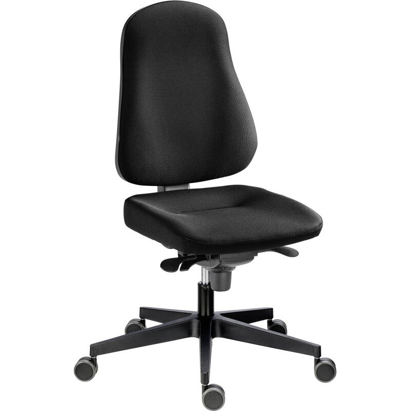 Chaise de bureau JUNE tissu - avec ou sans accoudoirs - Réglage profondeur d'assise - Mécanisme Synchrone - Pieds Noir