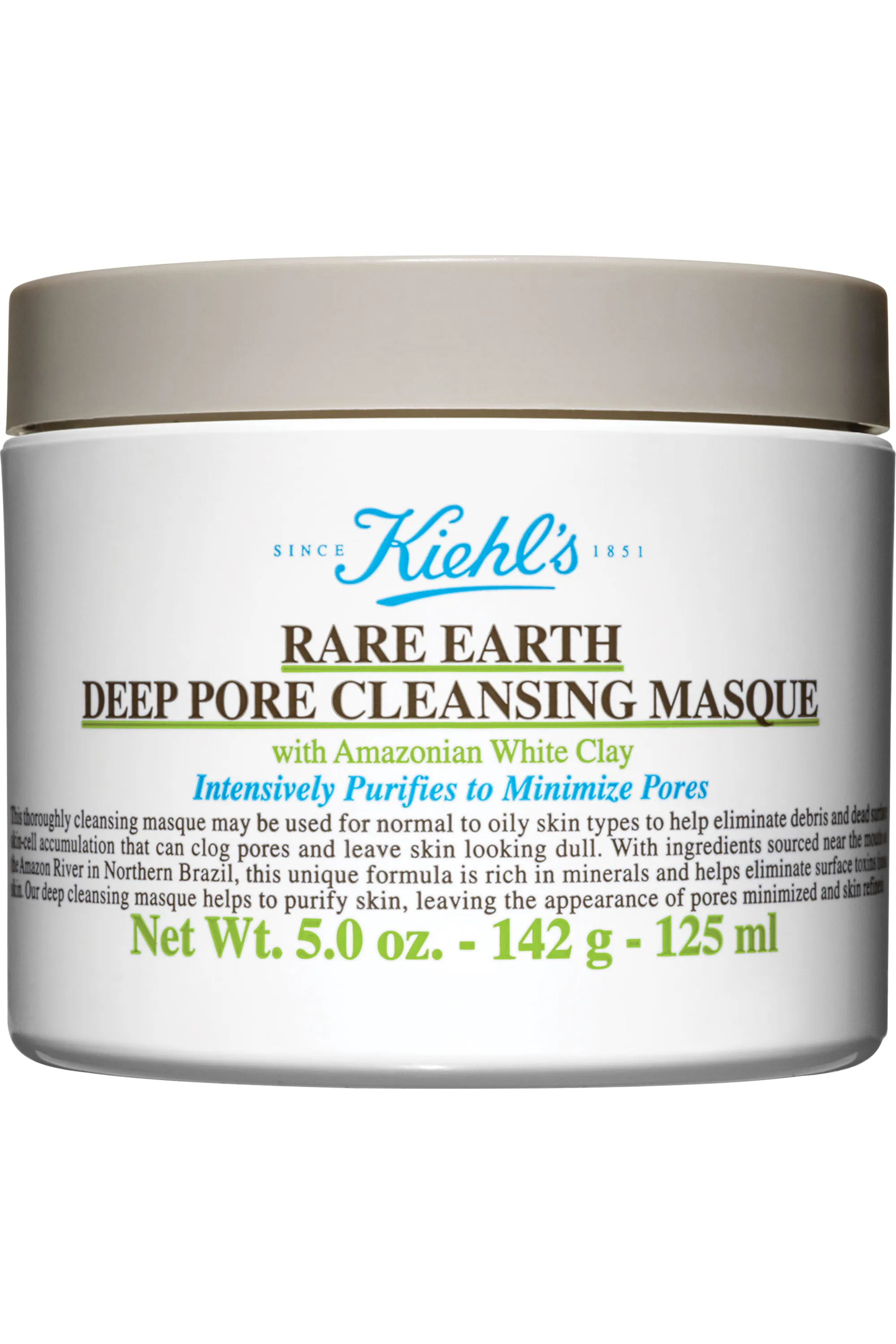 Kiehl's Masque purifiant visage à l’argile blanche d’Amazonie Rare Earth-125 ml