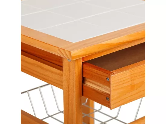 Chariot de cuisine en bois marron 37x37x76h