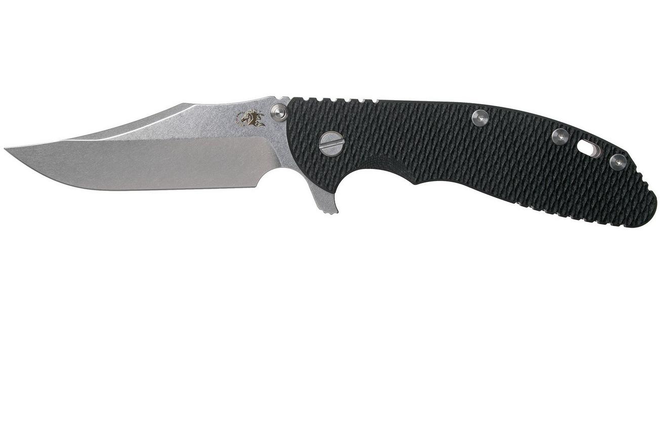 Rick Hinderer XM-24 4” Bowie, CPM 20CV, Stonewashed, Black G10 zakmes