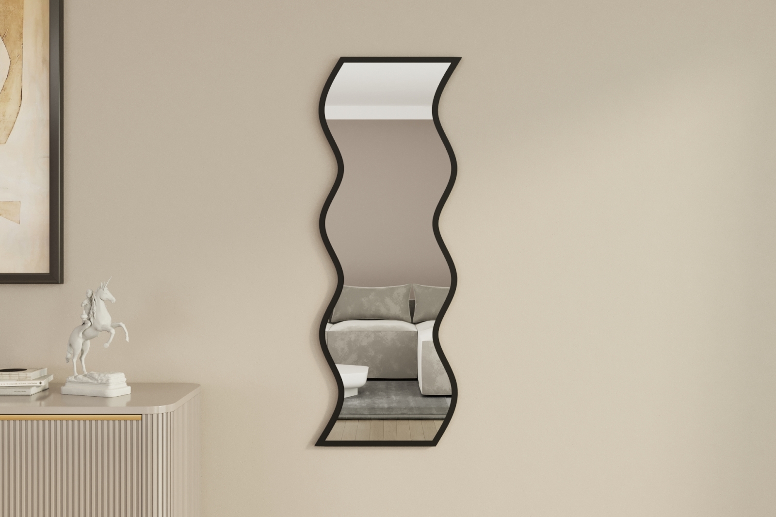 Spiegel - schwarz - welliges Design