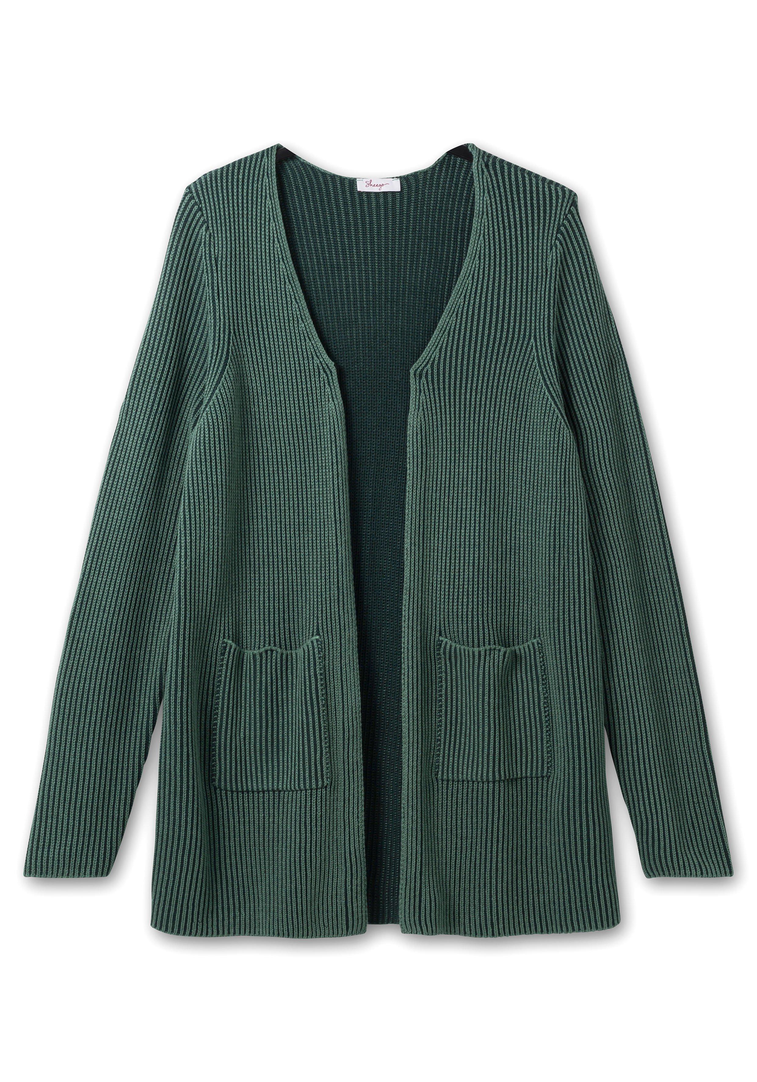 Strickjacke in zweifarbiger Rippstruktur