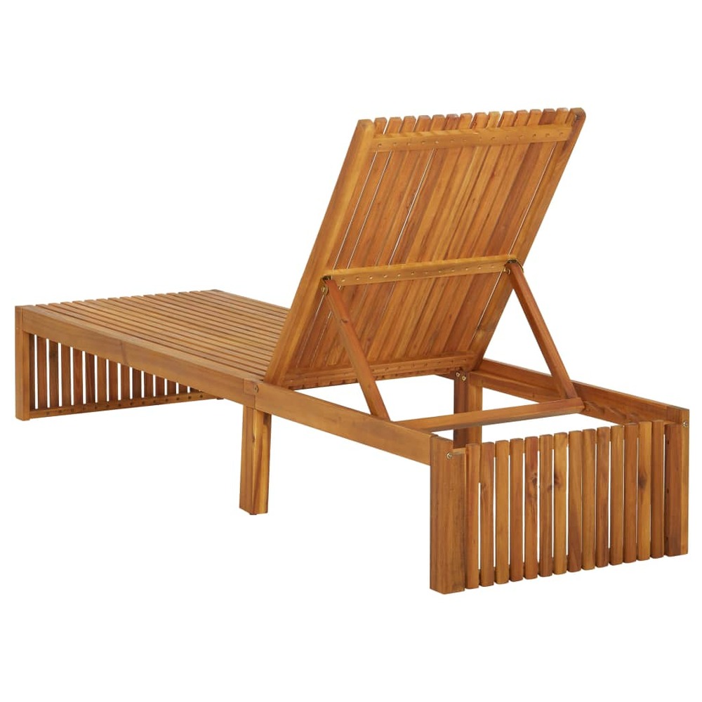Transat chaise longue bain de soleil lit de jardin terrasse meuble d'extérieur avec coussin bois d'acacia solide